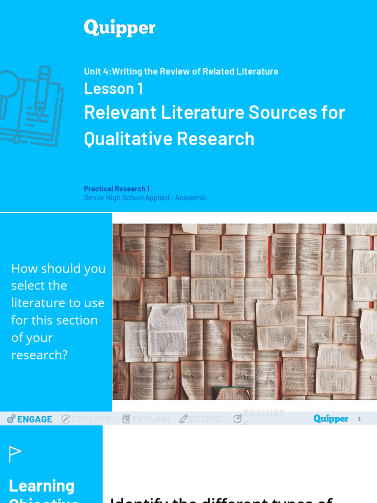 FINAL PS PR1!11!12 UNIT 4 LESSON 1 Relevant Literature Sources For ...