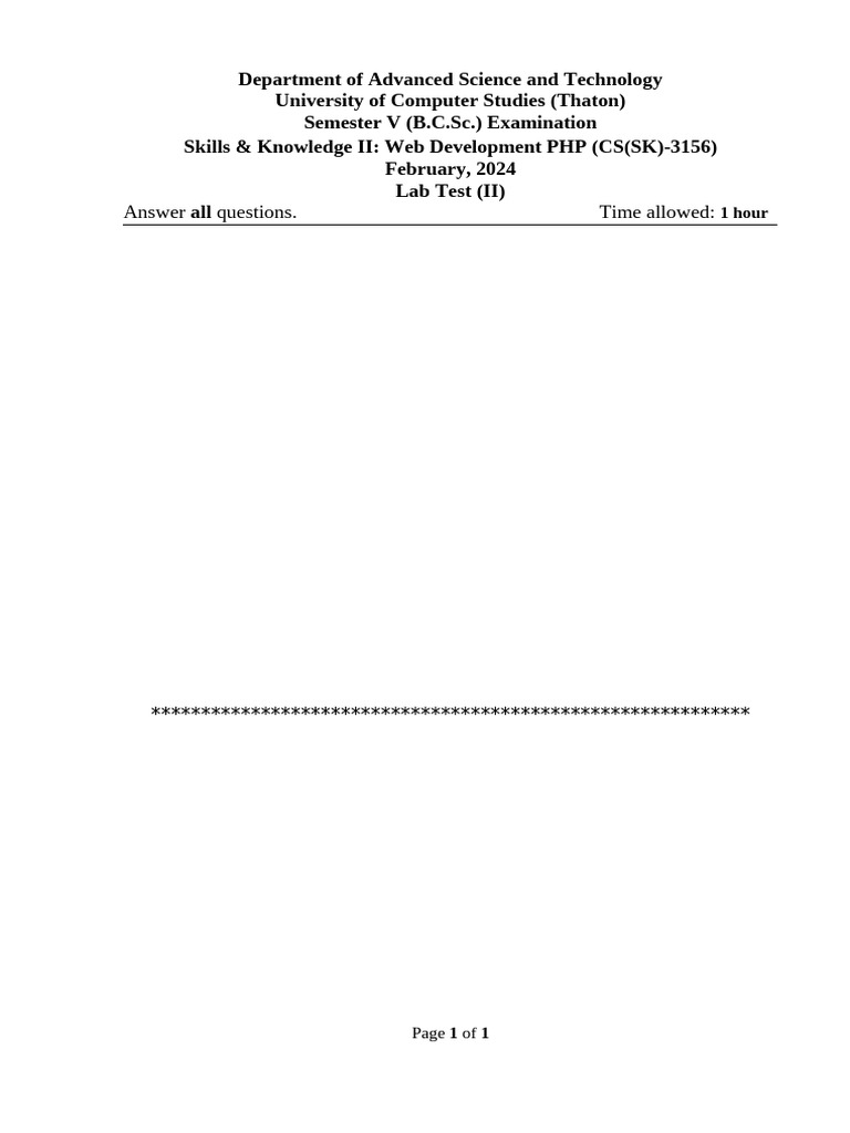Lab Test Question Format | PDF