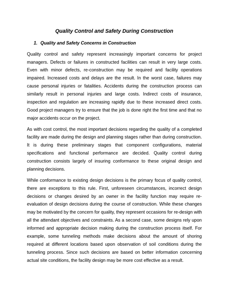 Quality Control and Safety During Construction | PDF | Specification ...