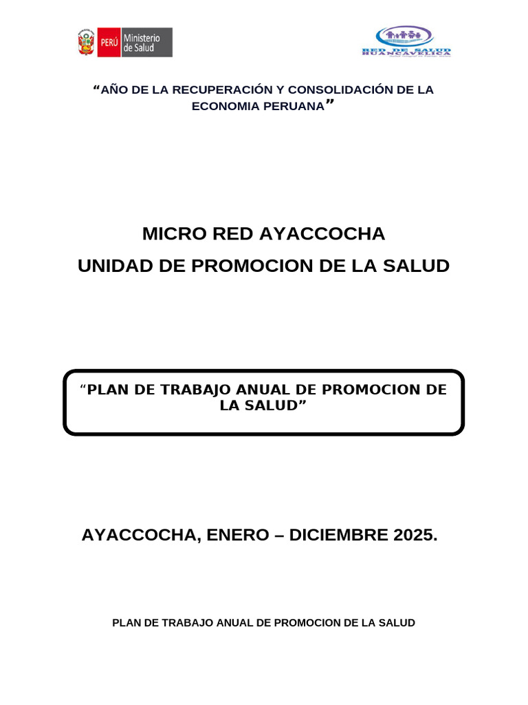 Plan Anual Promsa 2025 | PDF | Promoción de la salud | Salud pública
