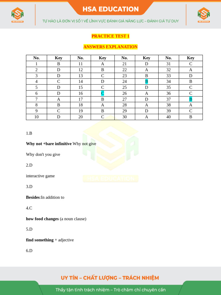 Dap An de So 1 | PDF | Phrase | Adjective