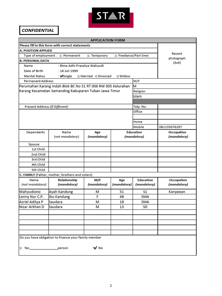 STAR Employment Application Form 2025 | PDF