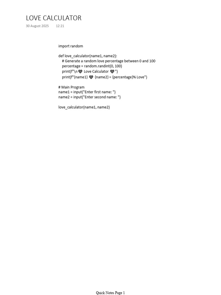 Love Calculater | PDF