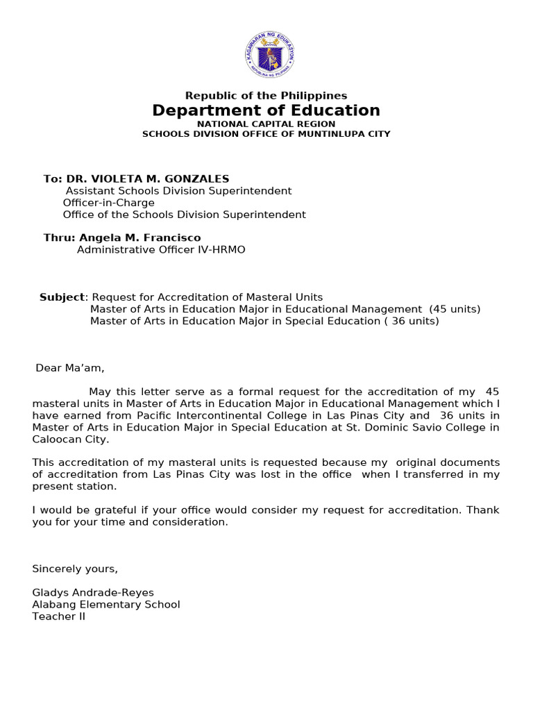 Letter of Accreditation New | PDF