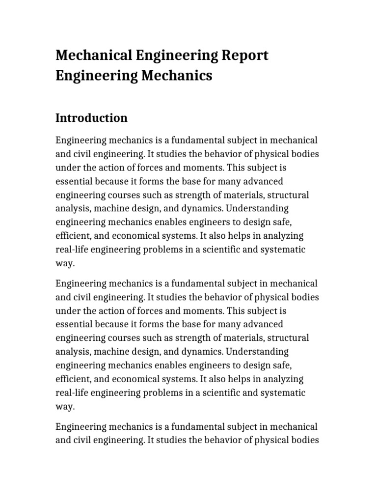 Engineering Mechanics 10 Pages Report | PDF | Force | Classical Mechanics