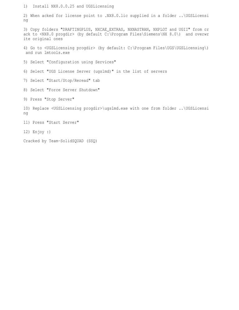 SolidSQUAD NX8 Installation Guide | PDF | Windows Nt | Utility Software