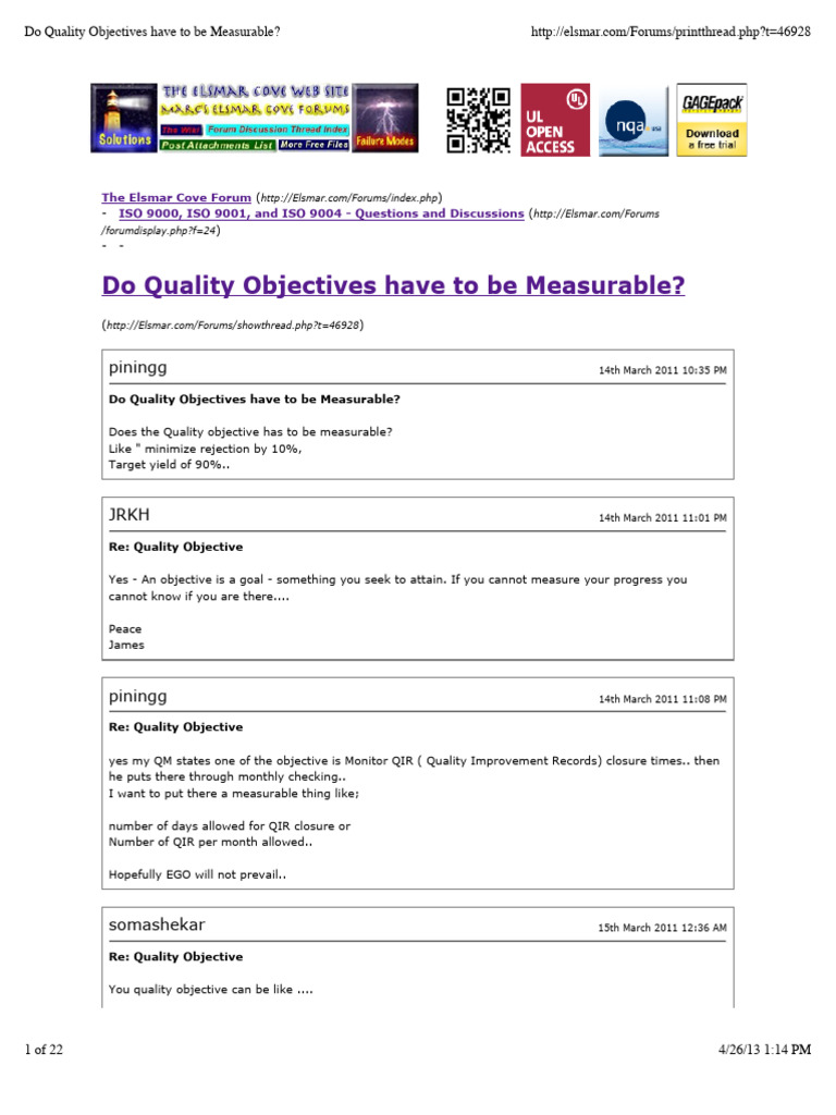Do Quality Objectives Have To Be Measurable | PDF | Quality Management ...
