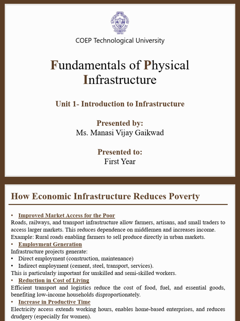 Introduction To Physical Infra | PDF | Cost Of Living | Infrastructure