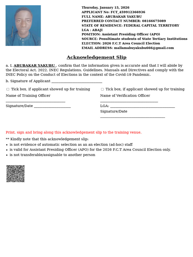 Acknowledgement Slip | PDF