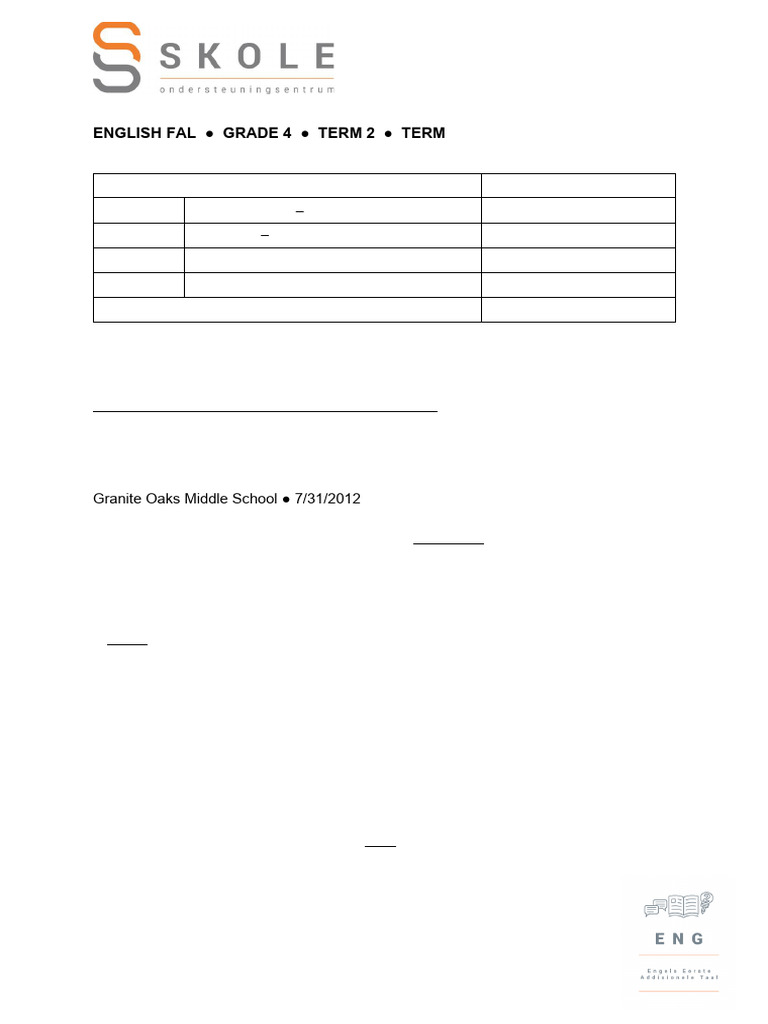 1715167657208-Graad 4 ENG FAL Kwartaal 2 Eksamen | PDF | Snow ...