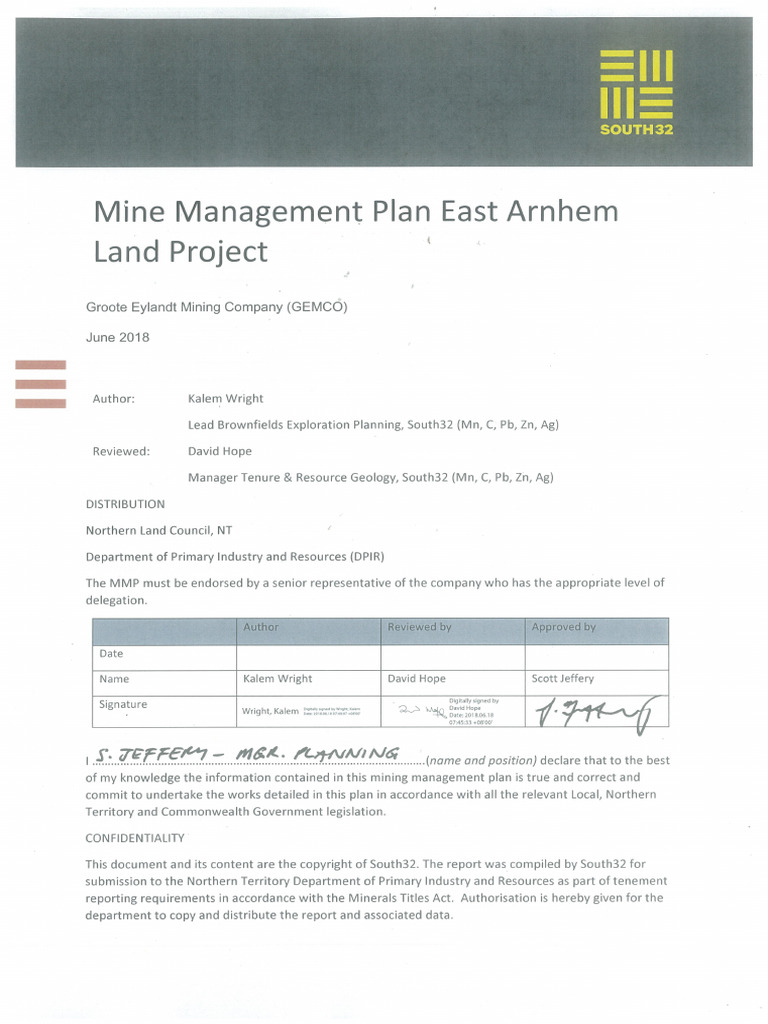 Mine Management Plan South 32 2018 | PDF | Shrub | Trees