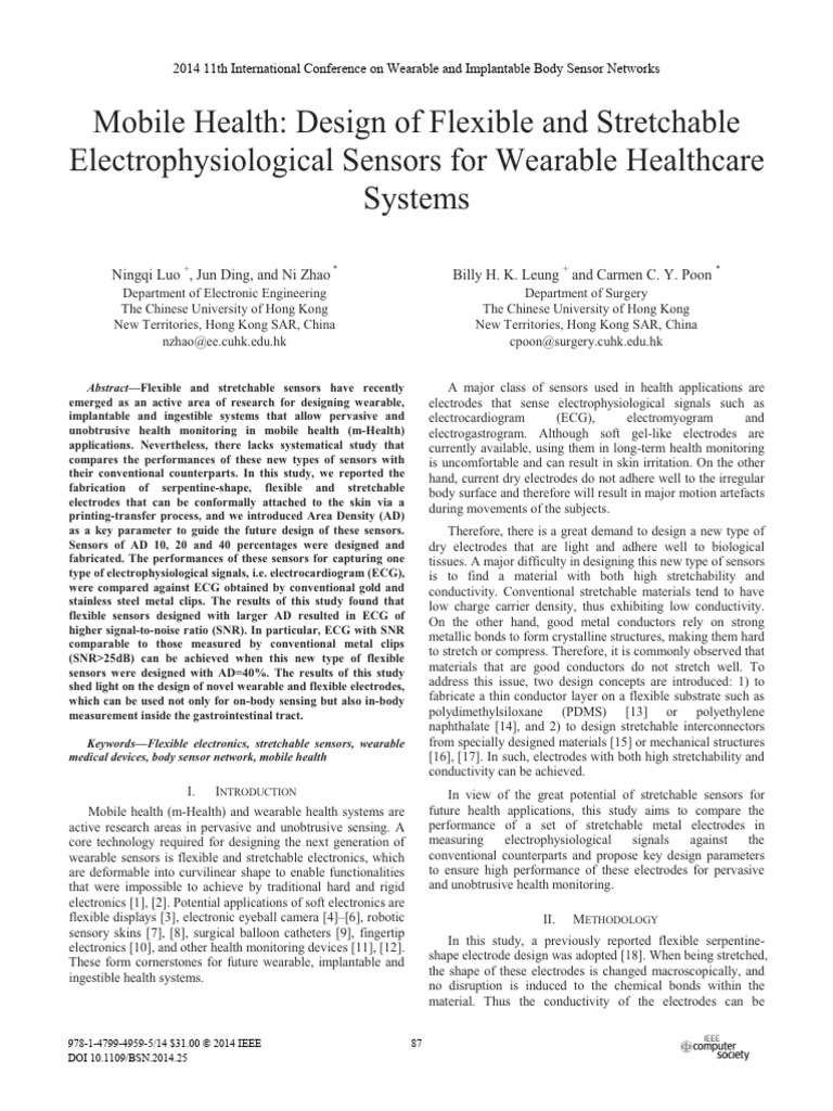Mobile Health Design of Flexible and Stretchable Electrophysiological ...