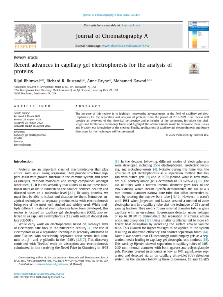 1 Recent Advances in Capillary Gel Electrophoresis For The Analysis of ...