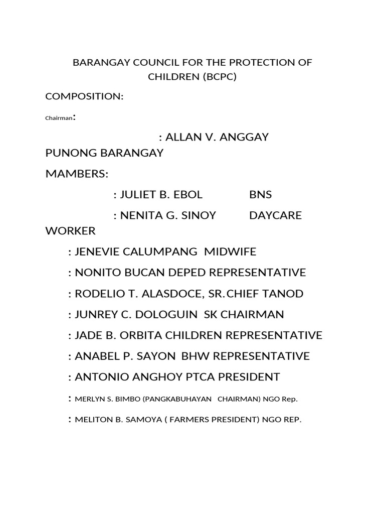 Barangay Council For The Protection of Children | PDF | Economies