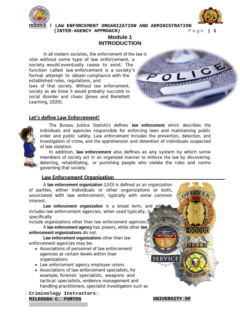 Module 1vincent | PDF | Police | Law Enforcement Agency