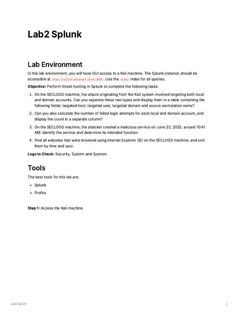 Lab2 Splunk | PDF | Windows Registry | Information Technology