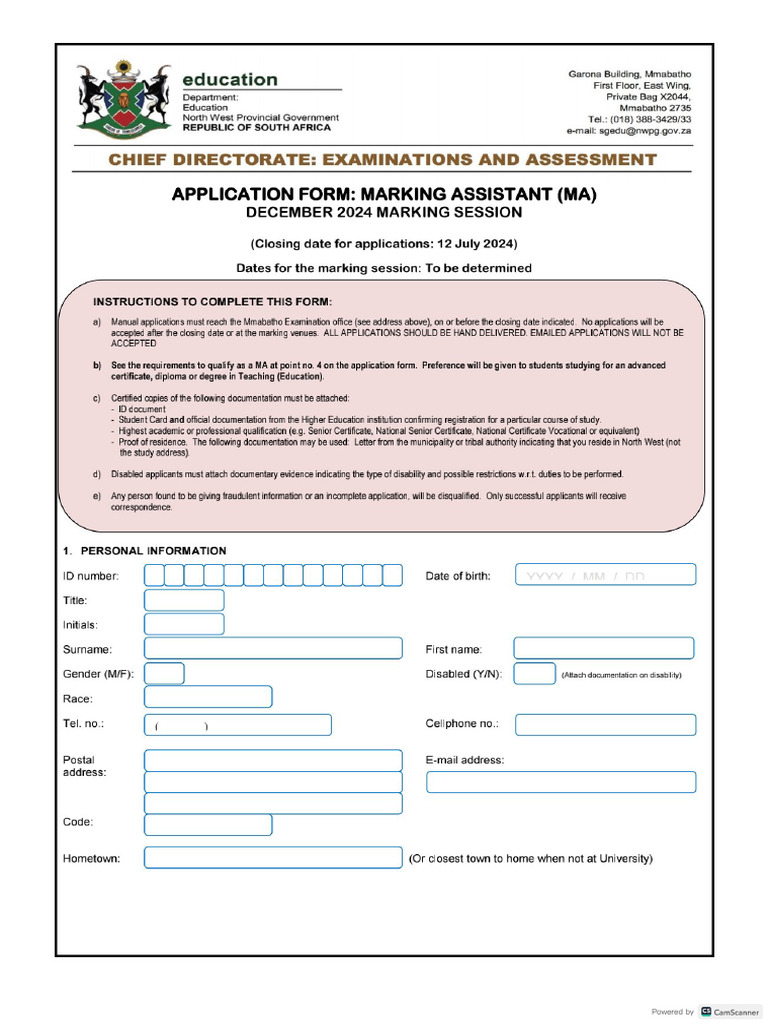 MA Application Form 2024 - 1 | PDF