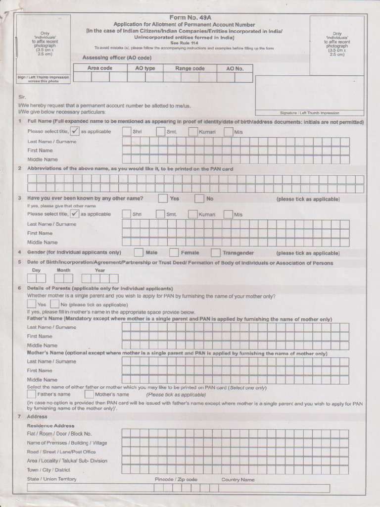 Pan Card Form | PDF