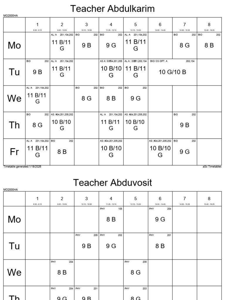 PSN Special Exam Preparation Timetable S1 T1 V2 2026 Teachers | PDF