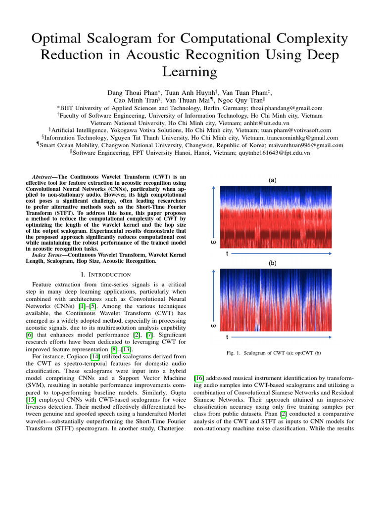 Optimal Scalogram For Computational Complexity Reduction in Acoustic ...