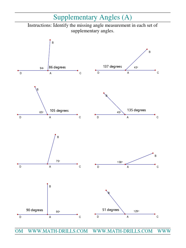 Geo Supplementary Angles | PDF