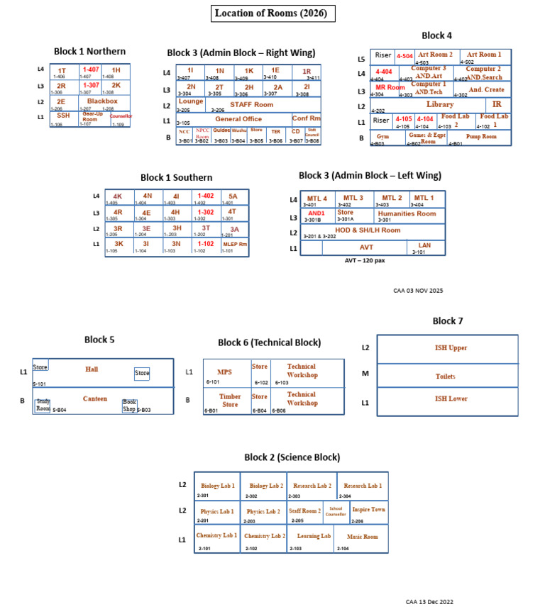Layout of Rooms 2026 (Updated 31 Oct 2025) | PDF