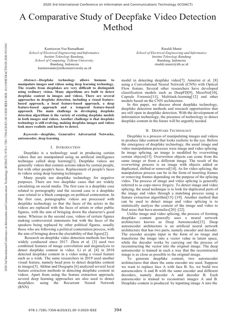 A Comparative Study of Deepfake Video Detection Method | PDF | Deep ...