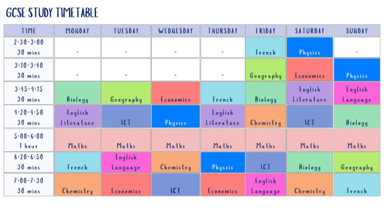 GCSE Study Timetable | PDF
