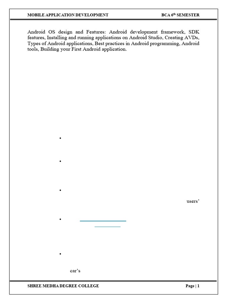 MAD Notes - Unit 1 | PDF | Android (Operating System) | Mobile App