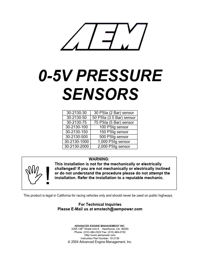 10-2130 For Sensors 30-2130-XXX - MAP Sensors | PDF | Sensor | Pressure ...