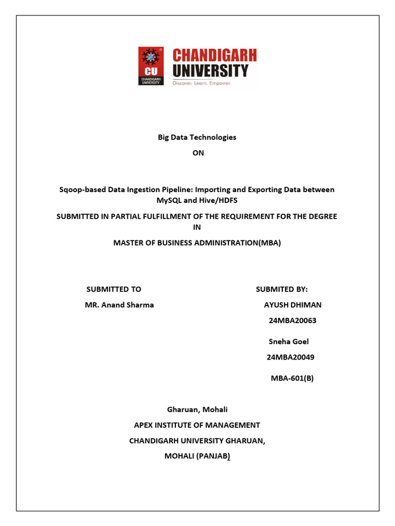 Big Data Technologies Mini Project | PDF | My Sql | Databases