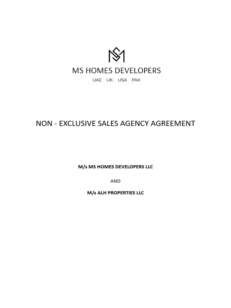 Alh X Ms Homes Developers Agency Agreement | PDF | Indemnity | Trademark