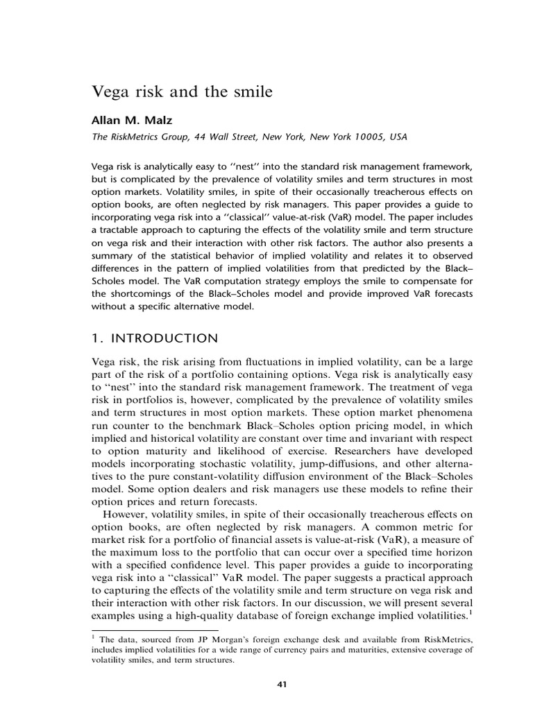 Vega Risk and Implied Volatility Smile 1761662648 | PDF | Greeks ...