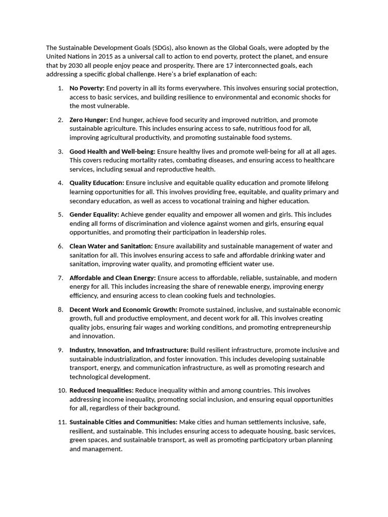 The Sustainable Development Goals | PDF | Sustainability | Climate ...