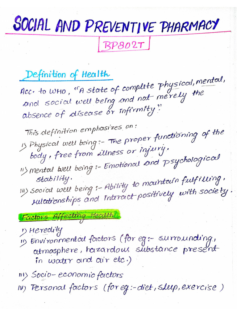 Unit 1 Social and Preventive Pharmacy 8th Semester | PDF