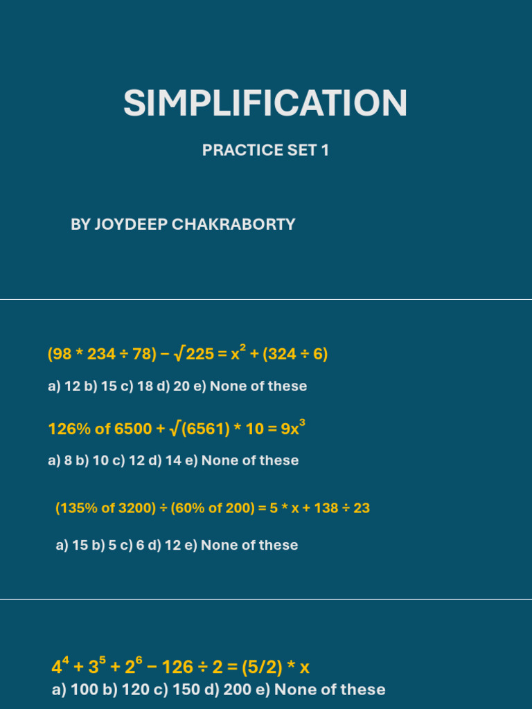 Simplification: Practice Set 1 | PDF
