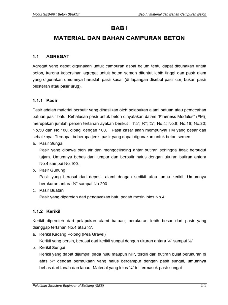 Bab I Material Dan Bahan Campuran Beton: 1.1 Agregat | PDF