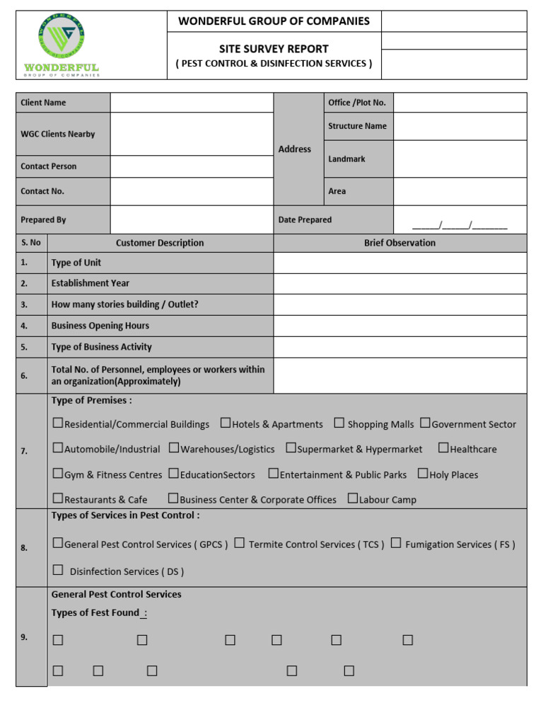 Control Risk Assesment Form For Pest Control . | PDF | Pest Control ...