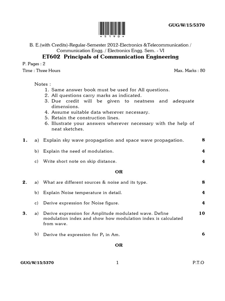 W-15 Principals of Communication Engineering | PDF | Frequency ...