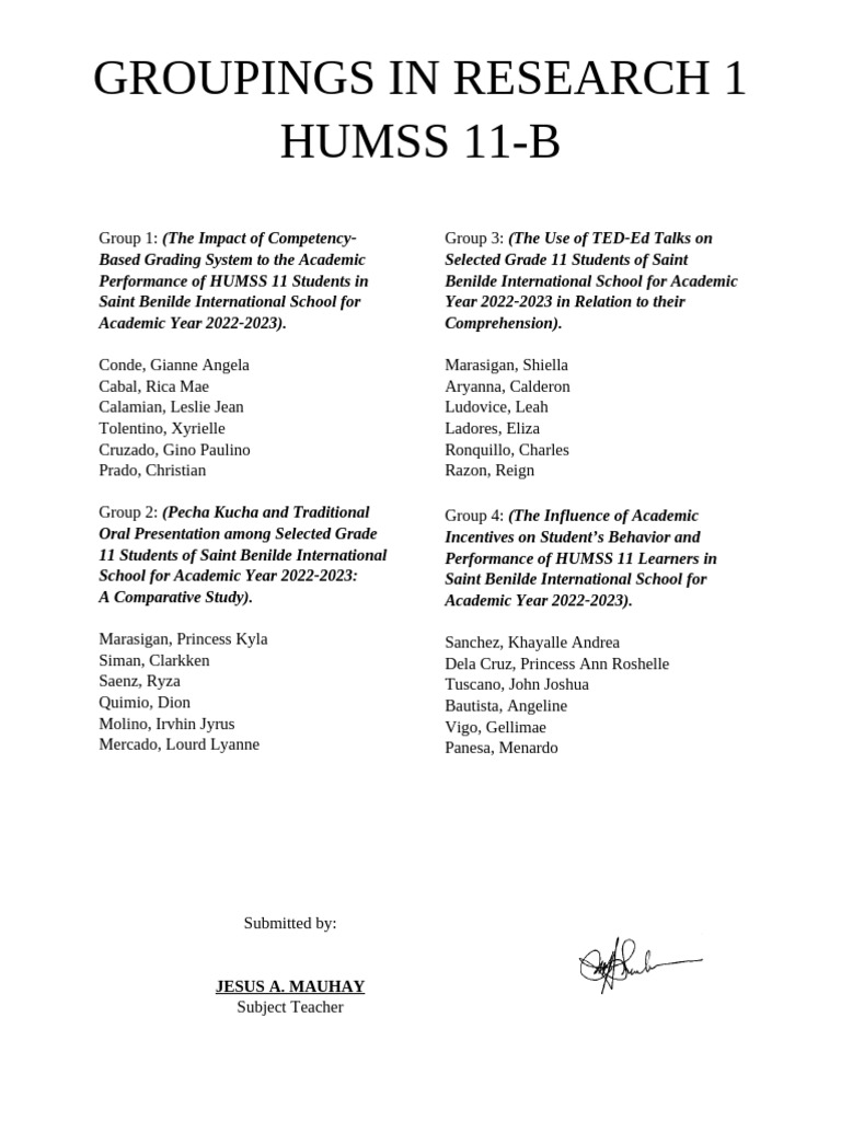 Grouping in Research 1 Humms 11-B | PDF