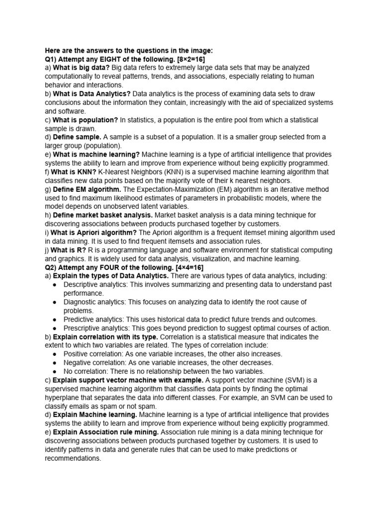 Page 1 Answers | PDF | Machine Learning | Support Vector Machine