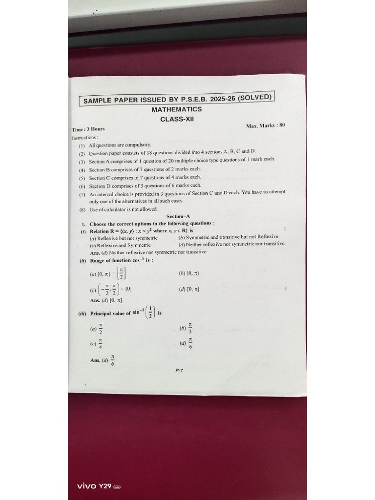 Sample Paper Maths | PDF