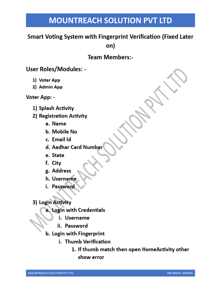 Smart Voting System Through Fingerprint Verification Android App | PDF ...