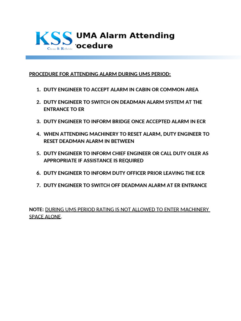 Uma Alarm Procedure | PDF