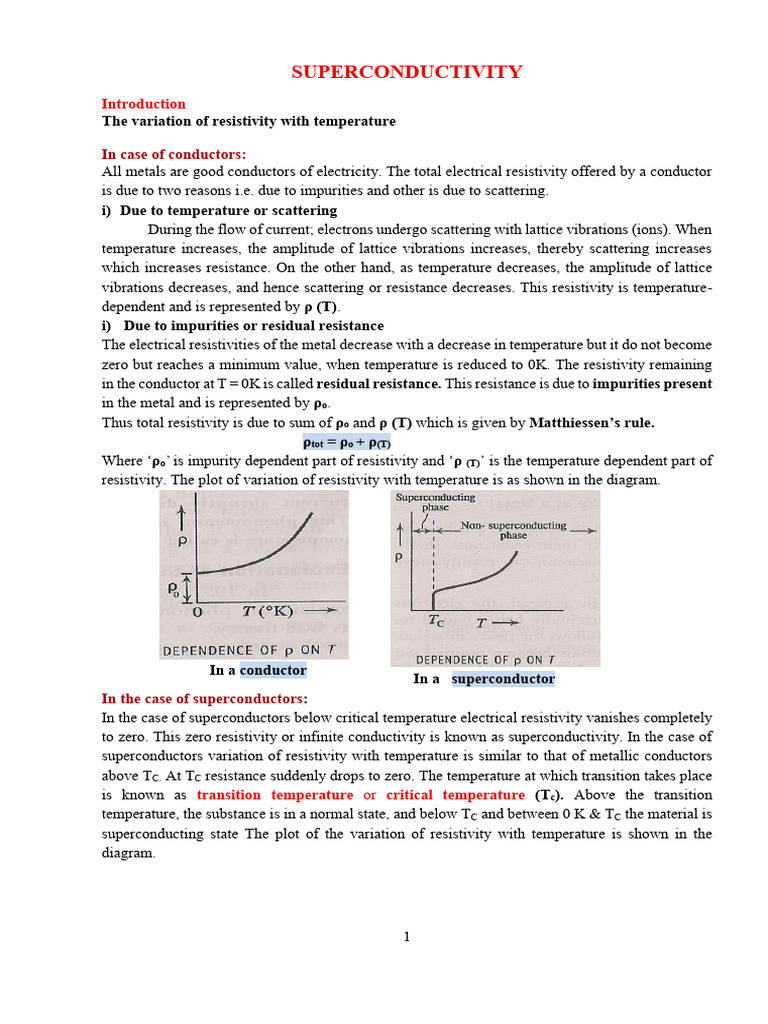 Superconductivity | PDF | Superconductivity | Electrical Resistivity ...