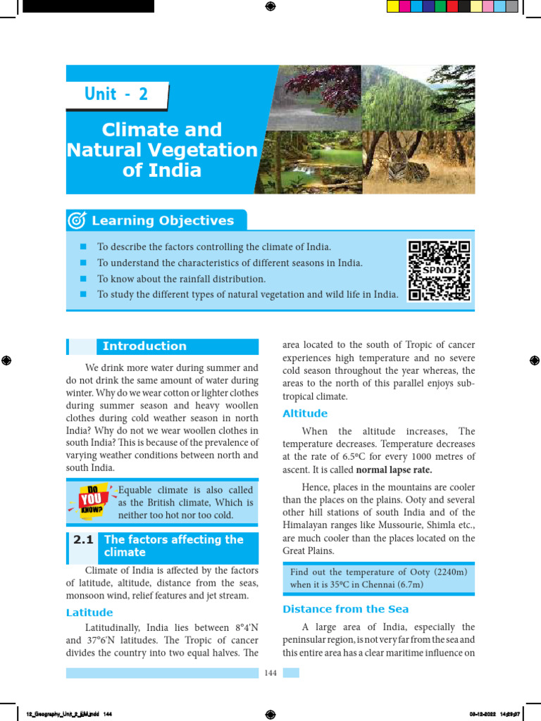 Ch102 Climate and Natural Vegetation of India | PDF | Monsoon | Wound