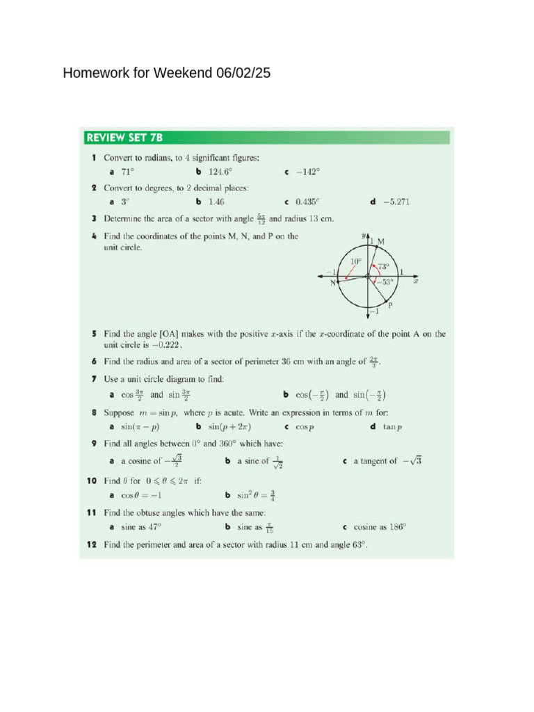 Homework For Weekend 06-02-25 | PDF