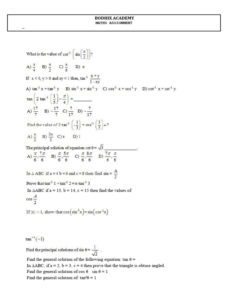 Trigonometric Equations Assign | PDF