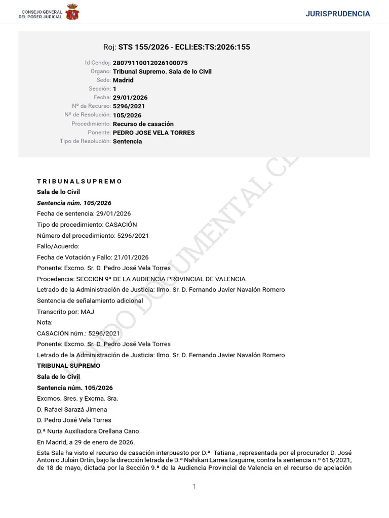 STS 155 2026 | PDF | Caso de ley | Sentencia (ley)