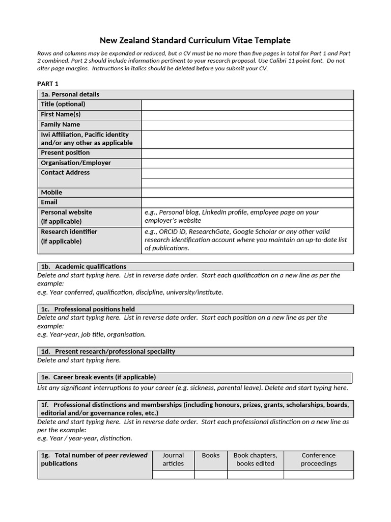 HRC NZ Standard CV Template | PDF | Peer Review